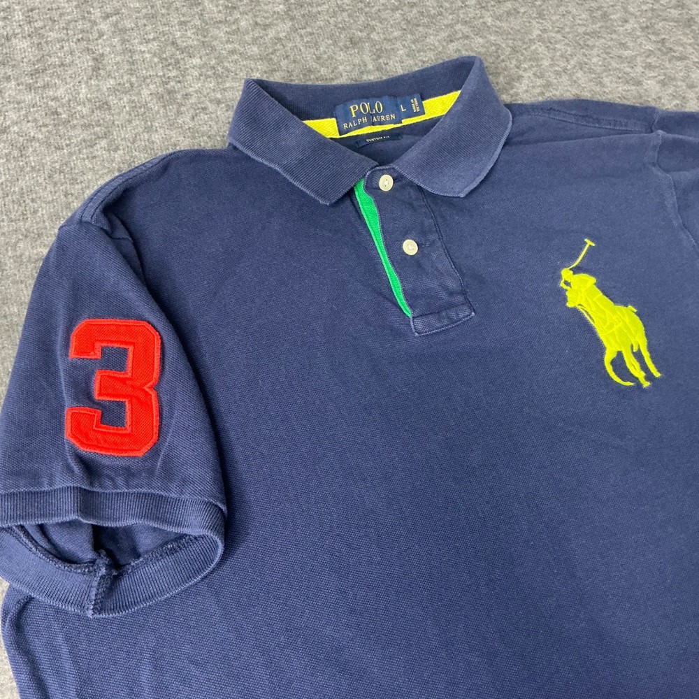 Polo Ralph Lauren Polo Shirt Men's Large Big Pony Classic Fit Preppy Navy Blue
