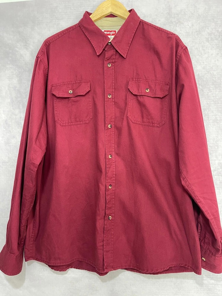 Wrangler Shirt Men's Button Up Long Sleeve Plaid 100% Cotton Size XL #279