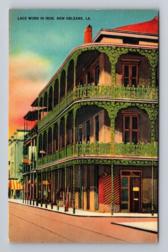 New Orleans LA-Louisiana Lace Work in Iron Vintage Postcard