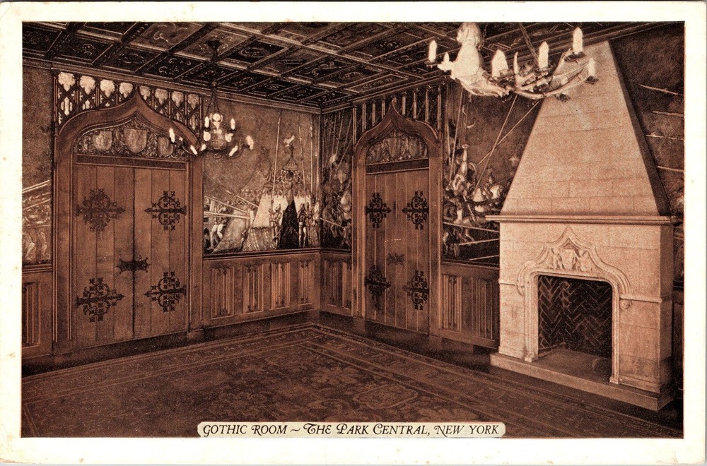 New York City NY, Park Central, Gothic Room, Vintage Postcard
