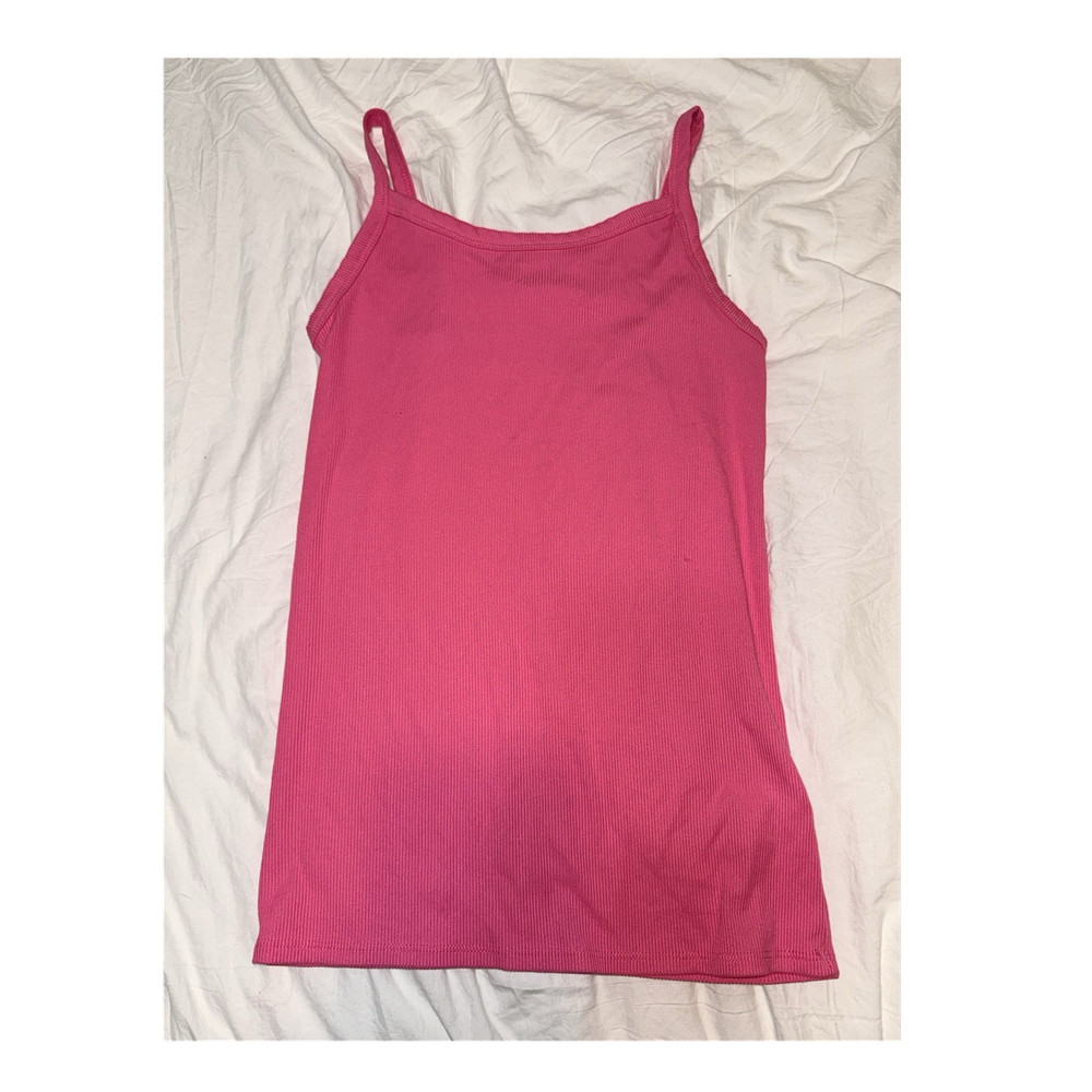 No Boundaries Girls Pink Ribbed Knit Camisole Tank Scoop Neck Size S (3-5)