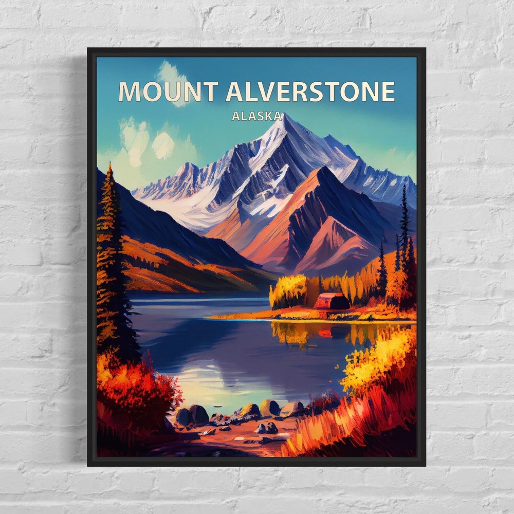 Mount Alverstone Alaska Retro Art Print Mount Alverstone Wall Art Painting