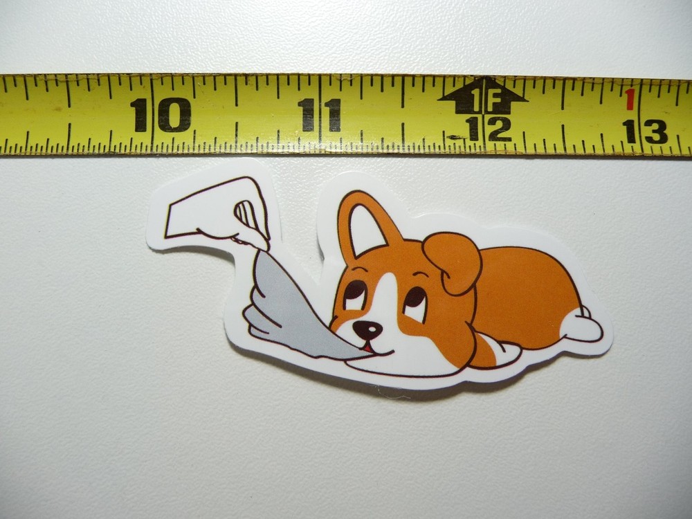 CORGI TUG OF WAR DECAL STICKER DOG PET BEST FRIEND CUTE FUNNY LAPTOP