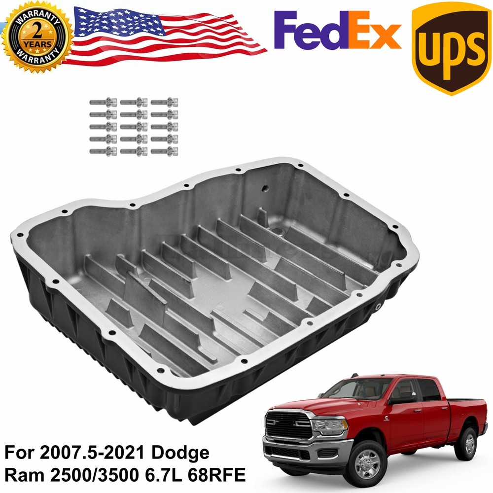 PPE 68RFE Brushed Transmission Pan For Dodge Ram 2500/3500 6.7L Cummins Diesel