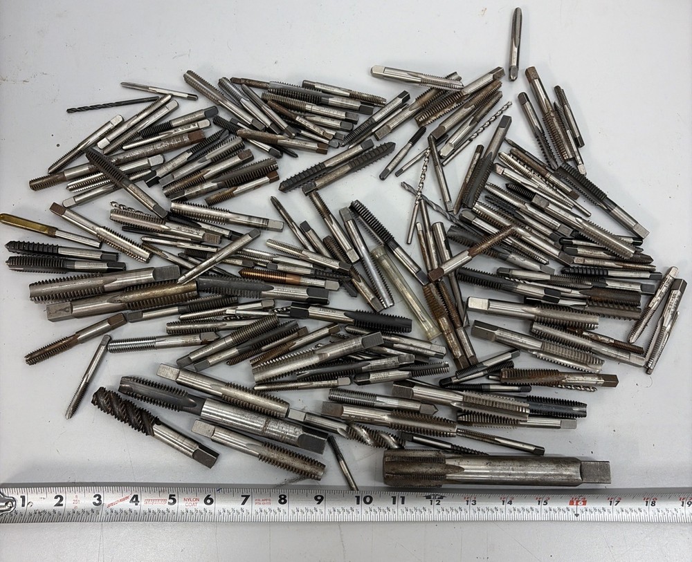 10lbs LOT OF VARIOUS SIZES AND TYPES OF HSS TAPS SPIRAL STRAIGHT CNC MACHINIST
