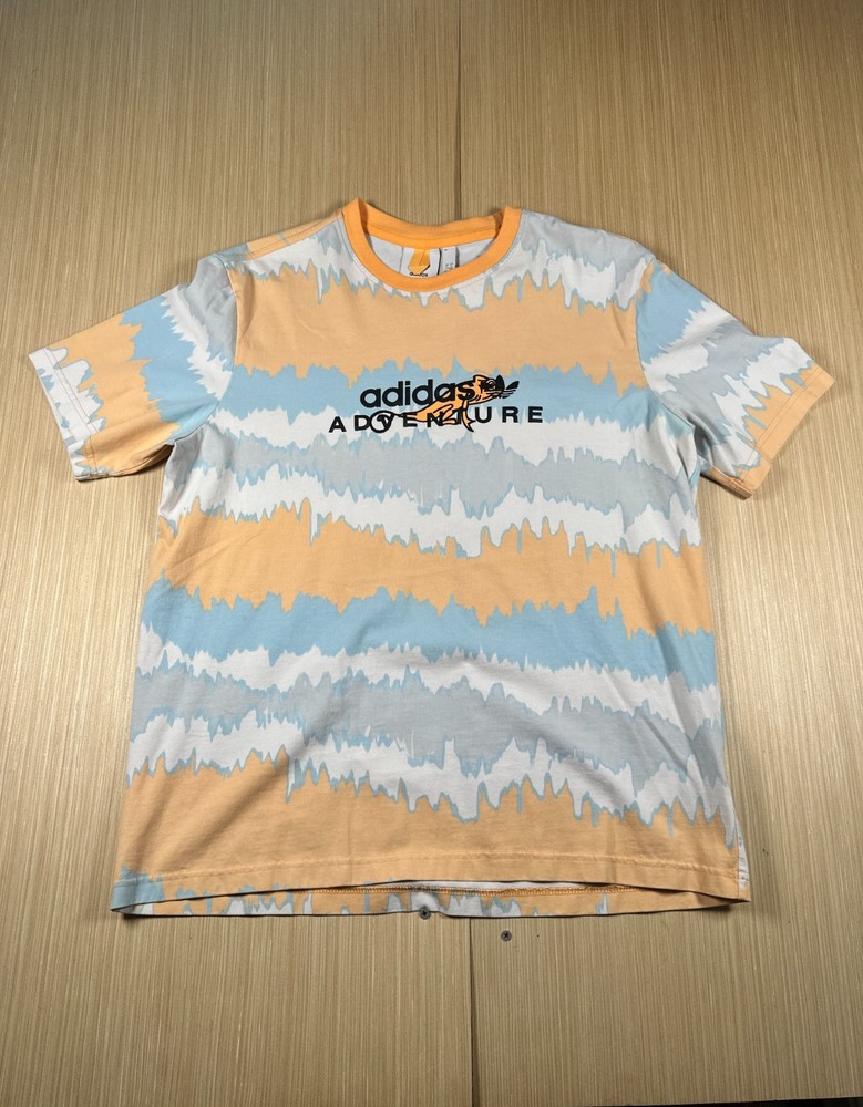 Adidas Adventure T Shirt Mens Large Multicolor Tie Dye Chameleon Logo Streetwear