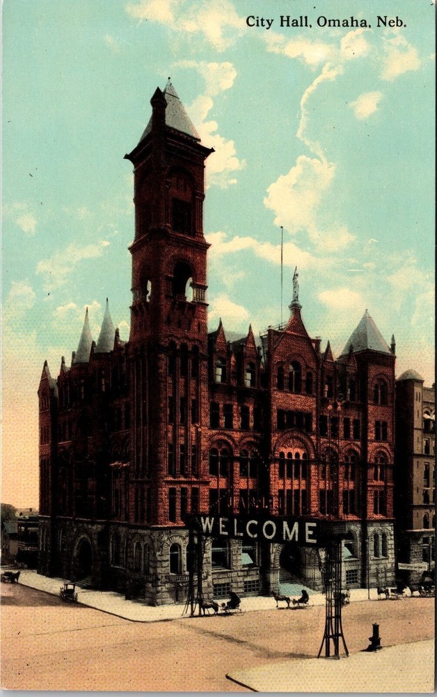 Omaha NE-Nebraska, City Hall, Corner View, Vintage Postcard