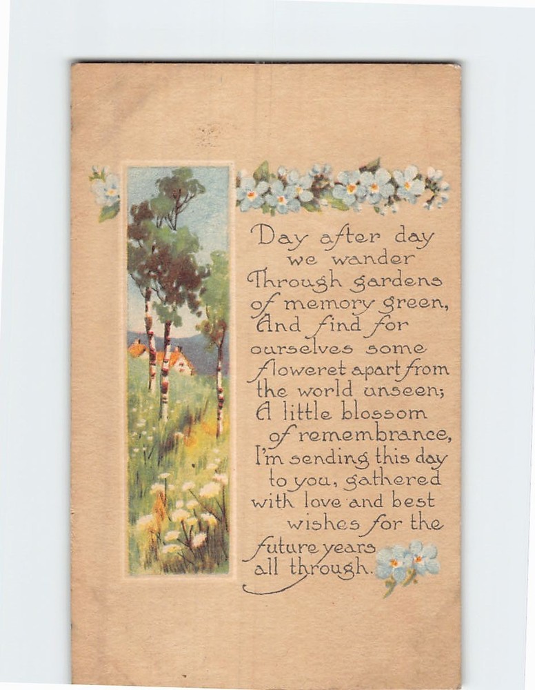 Postcard Nature Scene Art and Poem Text Print Greeting Card