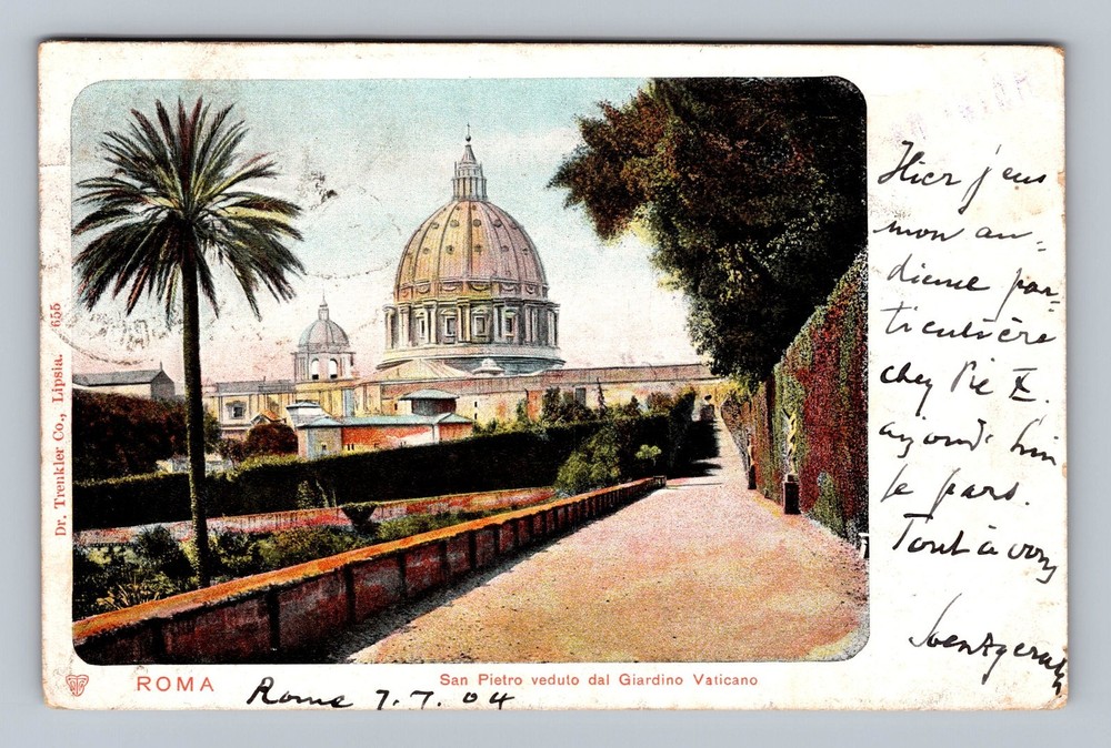 Italy- Rome St. Peter's From Vatican Garden Standard Post Old Vintage Postcard