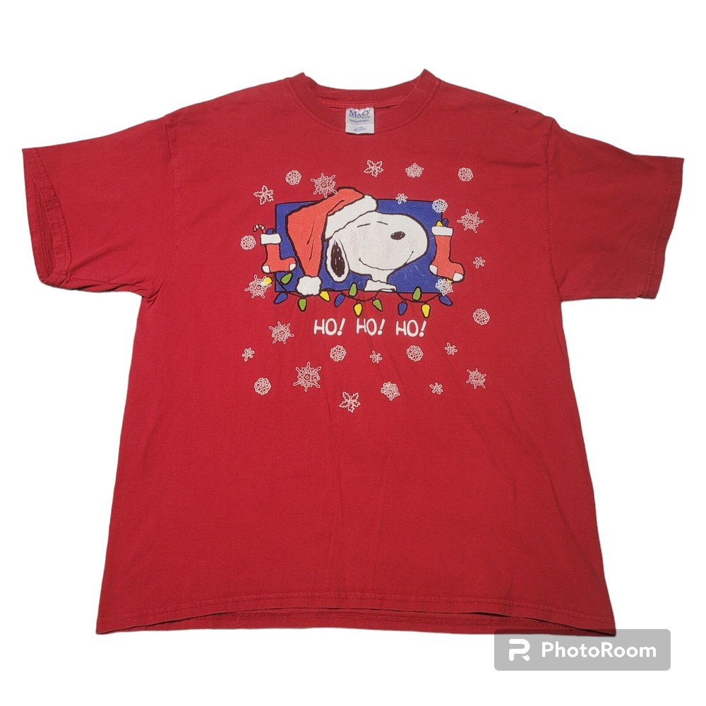 Snoopy PEANUTS Christmas Santa Crewneck T-Shirt Size XL Red