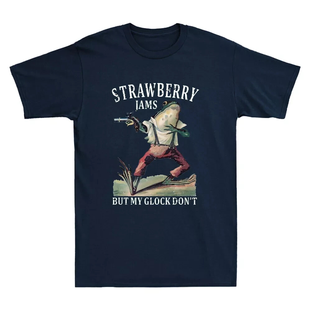 Strawberry Jams But My Don't Funny Frog Meme Humor Quote Vintage Men's T-Shirt