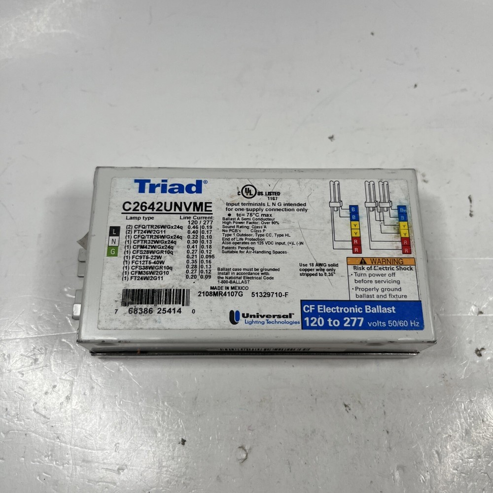 Universal C2642UNVME Triad Compact Fluorescent Electronic Ballast for 2 Lamp CFL