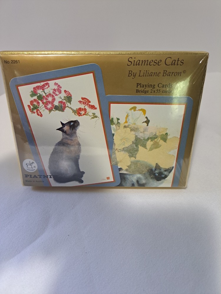 Vintage Siamese Cat Liliane Baron Piatnik Playing Cards 2 Decks Sealed