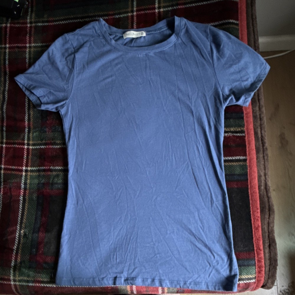 Active Basic Women's Blue Cotton Jersey Short Sleeve Crew Neck T-Shirt Size M