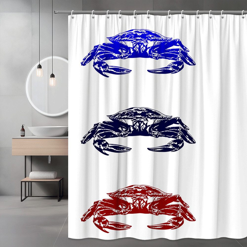 Blue Crab Shower Curtain Nautical Graphic Print