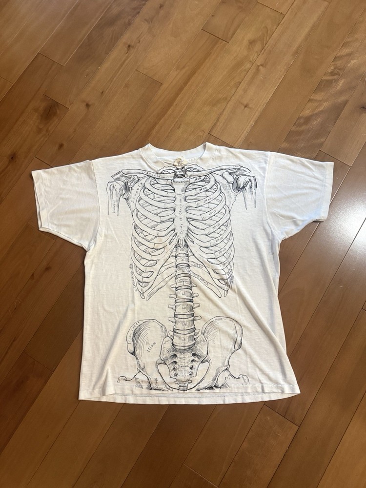 Vintage 70's Leslie Arwin Skeletal Anatomy Shirt XL Skull Art
