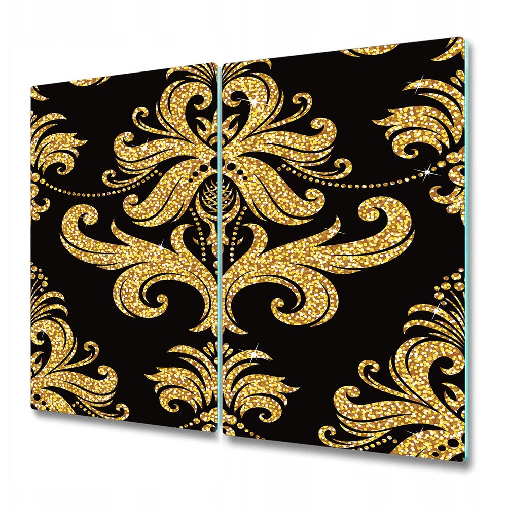 Glass Cutting Board Worktop Saver Floral golden golden and black 2x30x52