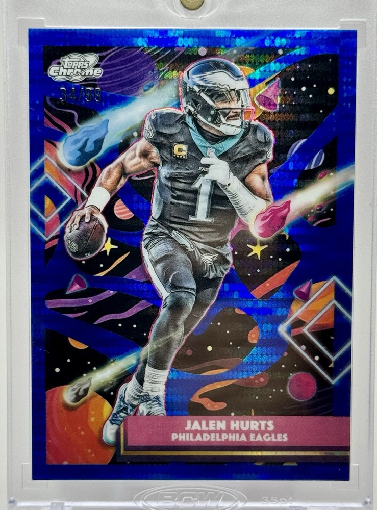 2025 Topps Chrome Cosmic Jalen Hurts Blue Moon Refractor /99 Philadelphia Eagles