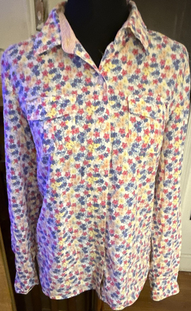 Tommy Hilfiger Multicolor Floral Collared Button-Up Long Sleeve Shirt Women's M
