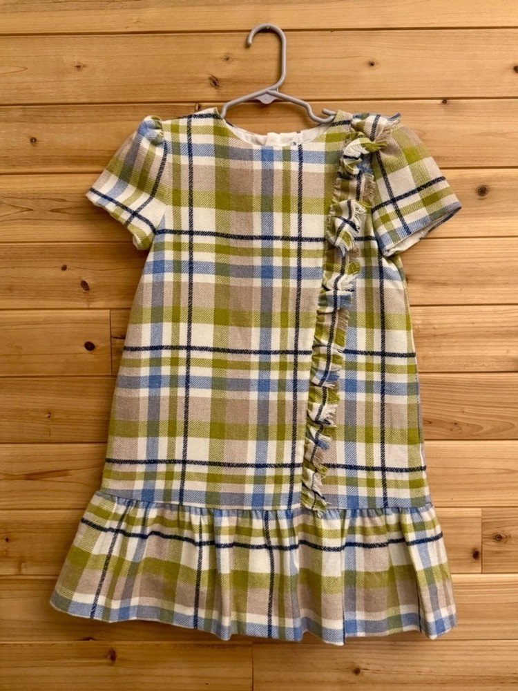 NWT Mayoral Sz 7 Girls Green Blue Tartan Plaid Wool Blend Dress Preppy Coquette