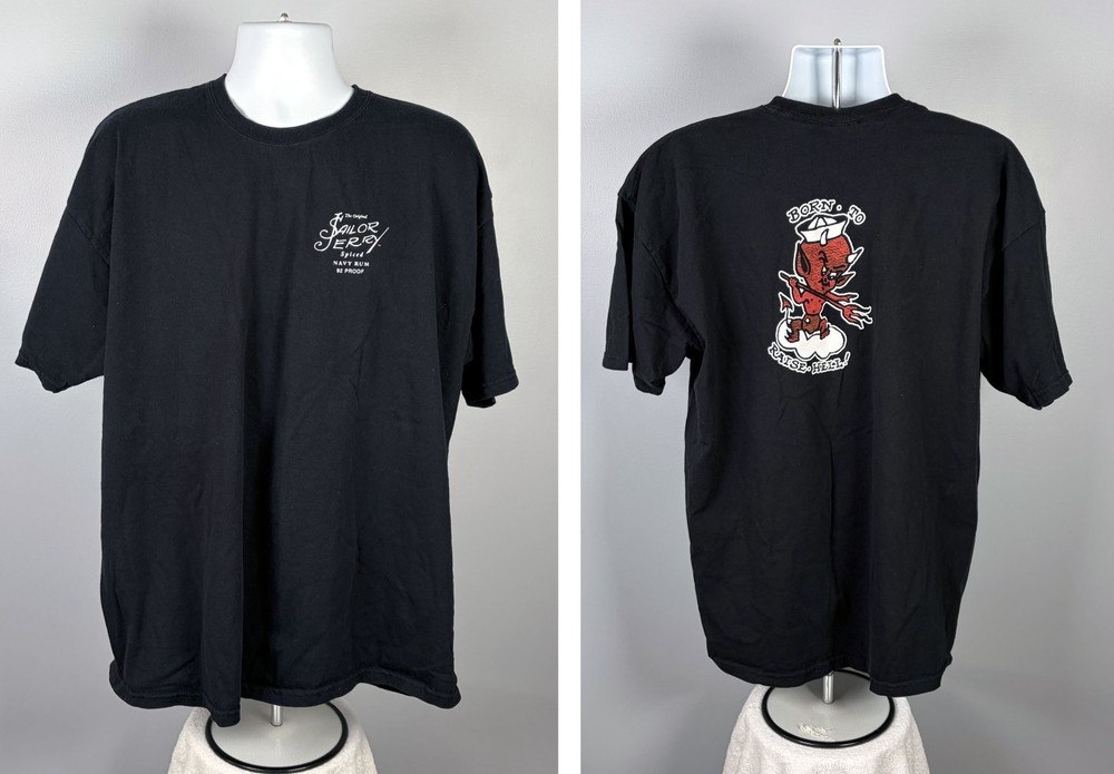 Sailor Jerry Spiced Rum Born to Raise Hell Devil Logo T Shirt Mens 2XL