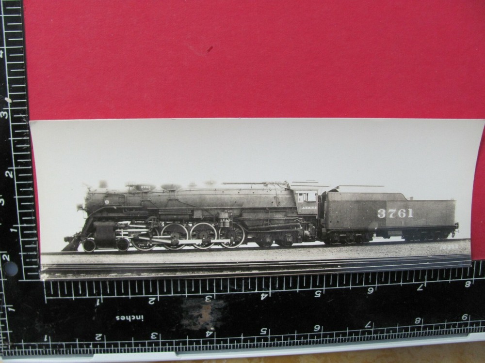 Atchison Topeka & Santa Fe Railroad Locomotive #3761 B&W Baldwin Builders Photo