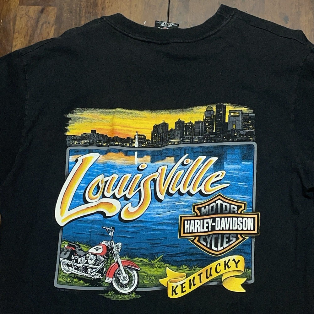 Vintage Harley Davidson T Shirt Mens L Black Biker Louisville Kentucky