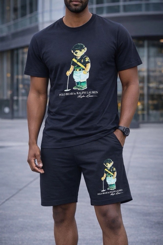 Polo Ralph Lauren Polo Bear Men's T-Shirt & Shorts Set Black Size Meduim n large