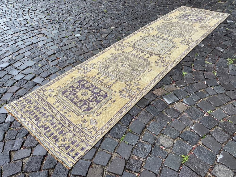 Turkish rug,Handmade rug,Runner rug,Wool rug,Stair rug,Vintage rug 11.3 x 2.9 ft