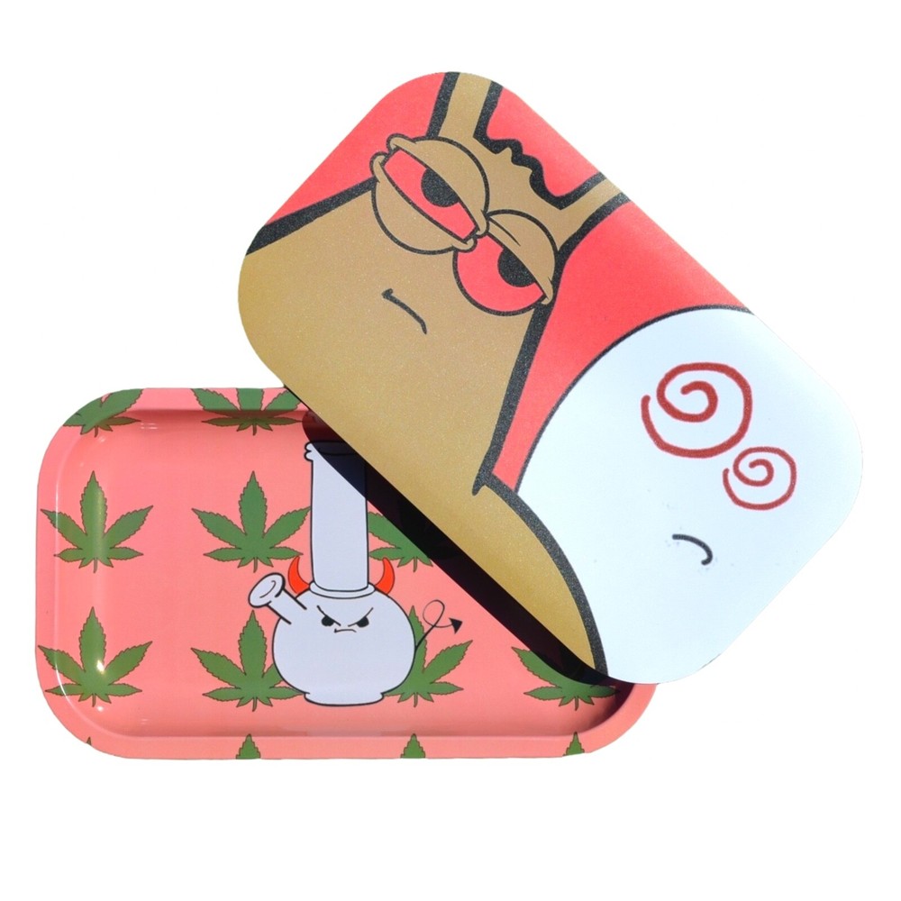 Premium Metal Rolling Tray w/ Lid - Quality Slug Thug Angry Devil Tray 6.25x11