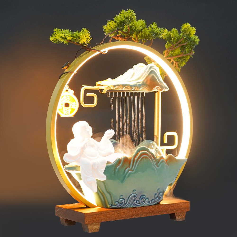 Tabletop Water Fountain, Indoor Water Fountain with LED Light