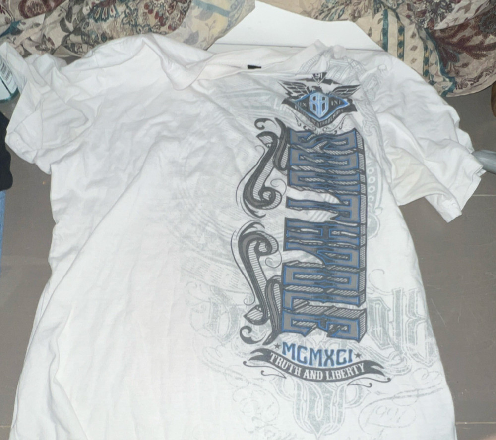 Southpole Men's White Graphic Print Crew Neck Short Sleeve Cotton Knit Tee XL