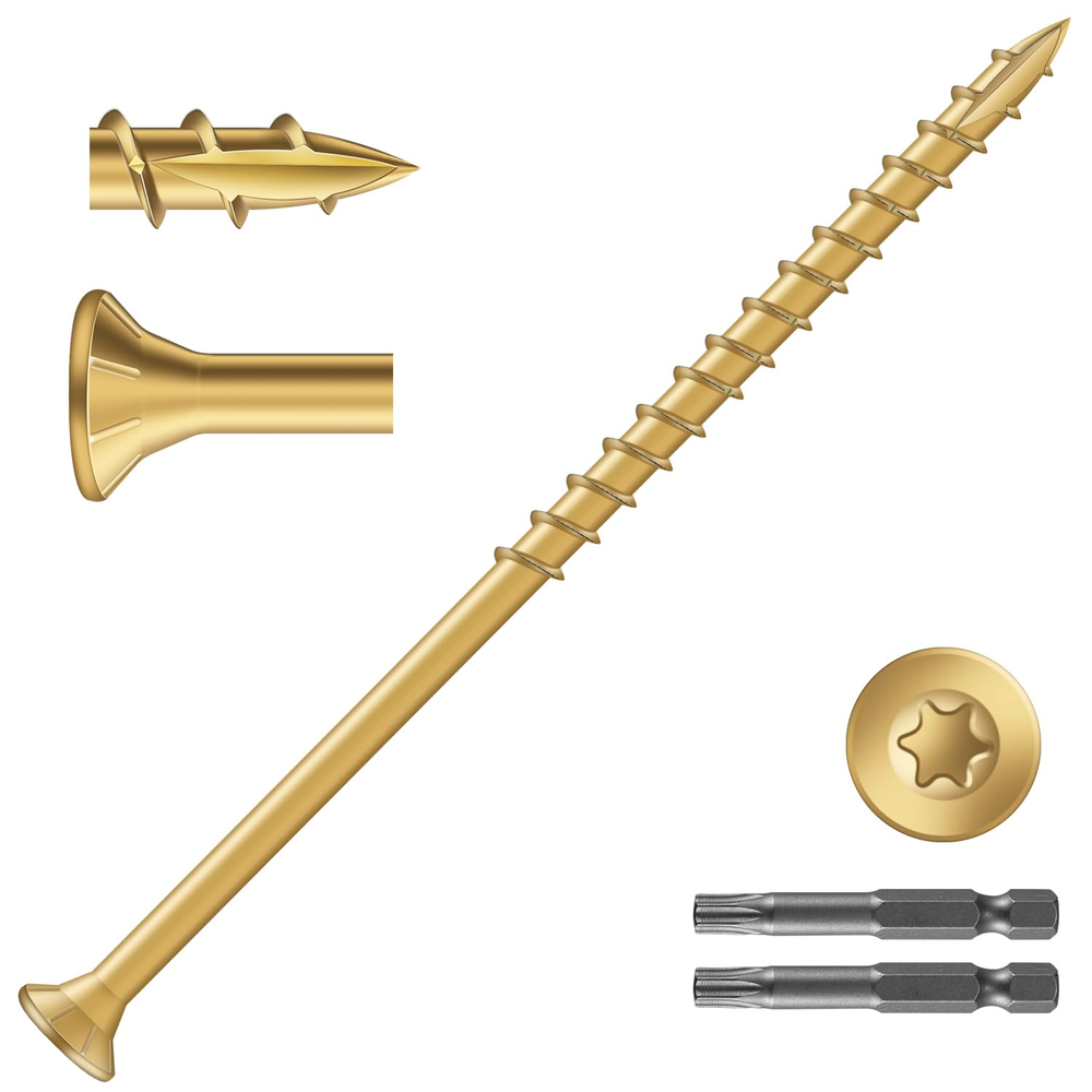 10x4 Inch Deck Screws (408Pcs) 8Lb Exterior Wood Screws Carbon Steel Tan Coated