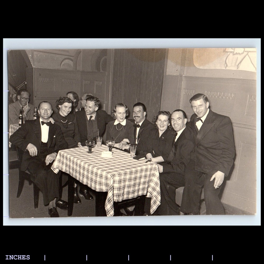 Vintage Photo MEN WOMEN SITTING AROUND TABLE