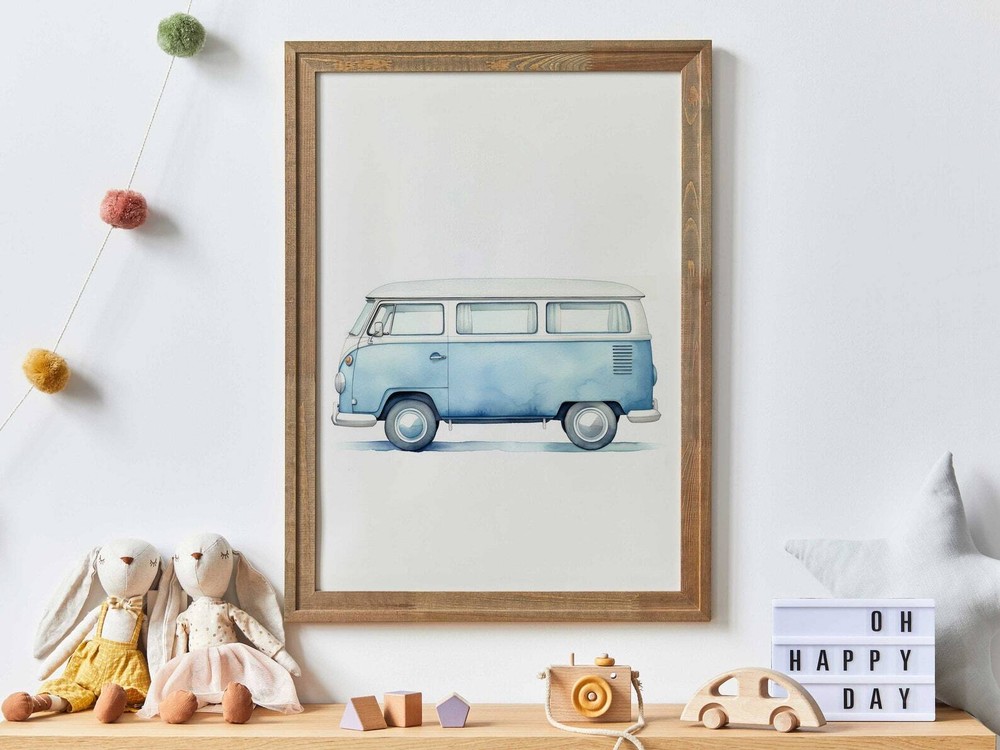 Retro Van Print Car Nursery Decor Vehicle Transportation Nursery Wall Art Boys