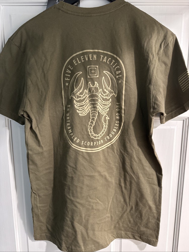 5.11 Tactical Men's Small SS  T-Shirt Olive Green Untrampled Scorpion NWT