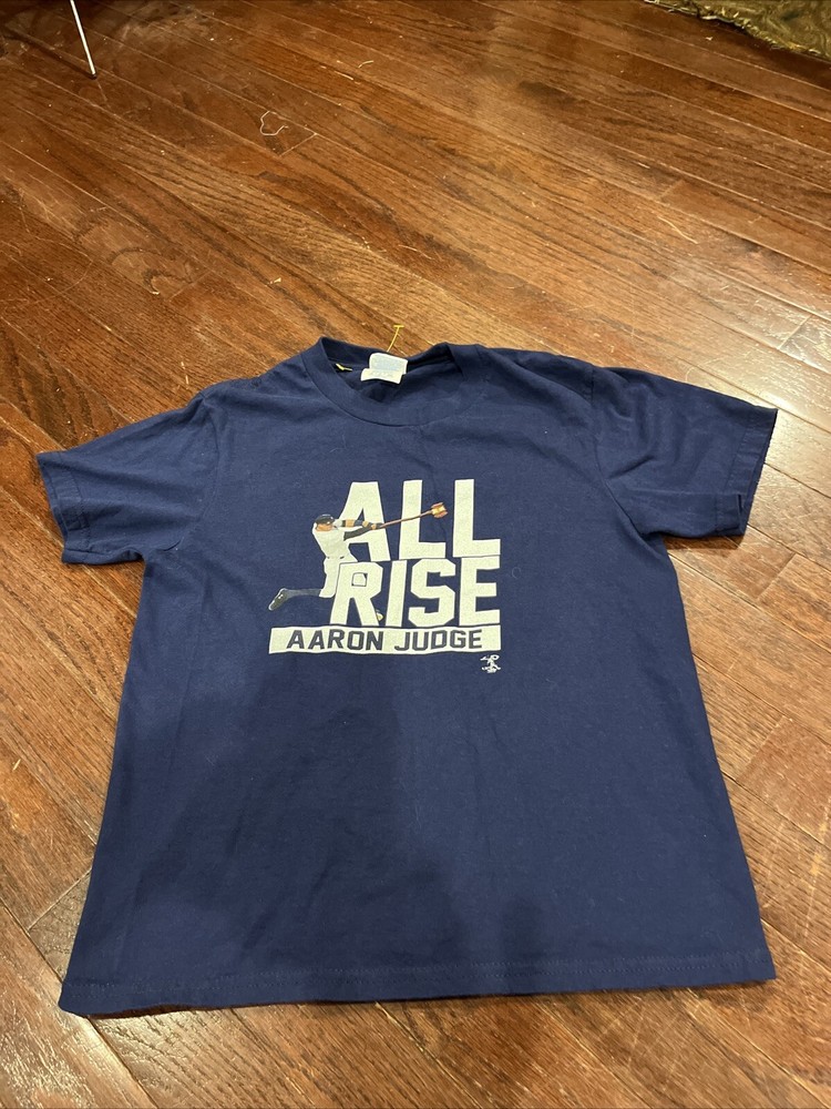 Boys All Rise Aaron Judge Navy Blue Short Sleeve T-Shirt NY Yankees MLB Sz S