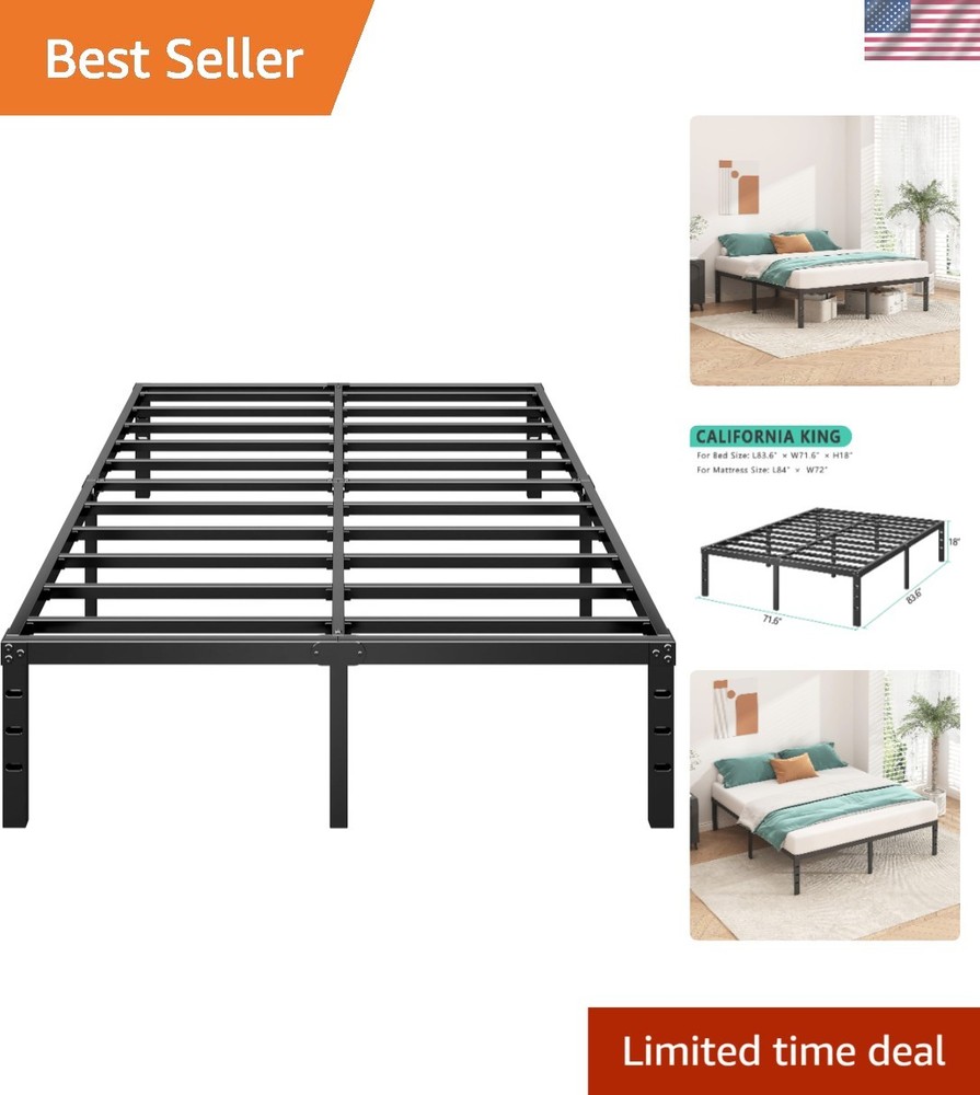 No Box Spring Needed: Minimalist King Size Metal Bed Frame with Strong Support