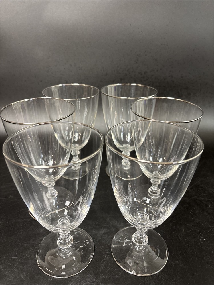 Platinum Water Goblet Short Stemmed Glassware Set Of 6