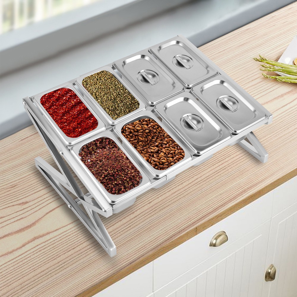 Kitchen Spice Shelf Stainless Steel Spice Rack Kitchen Condimenters Storage Rack