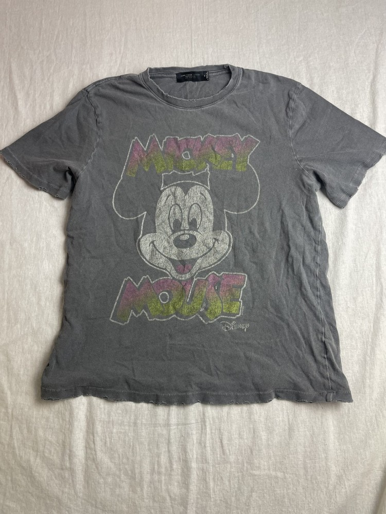 Junk Food Mickey Mouse Gray Mens Size M Streetwear Short Sleeve Crewneck T-Shirt