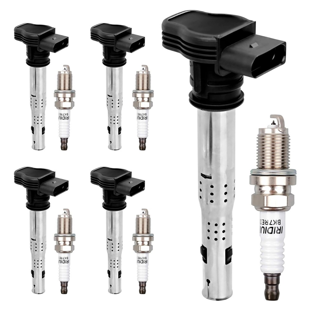 5X Ignition Coil & Spark Plugs for VW Jetta Beetle Golf 2.5L l5 UF575