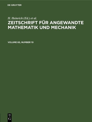 H. Heinrich Zeitschrift für Angewandte Mathematik und Mechanik. Volum (Hardback)Another great item from Rarewaves USA | Free delivery!