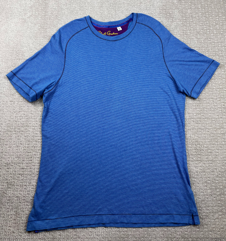 Robert Graham T Shirt Mens XL Striped Blue Short Sleeve Crewneck Classic Fit