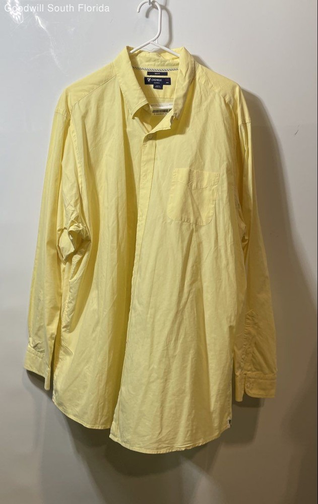 Cremieux Mens Yellow Slim Fit Long Sleeve Collared Button-Up Shirt Size XXL