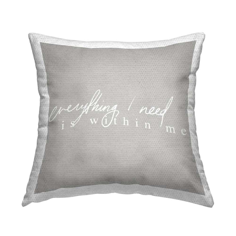 Grey Everything I Need Outdoor Printed Pillow 18×18 Home Decor