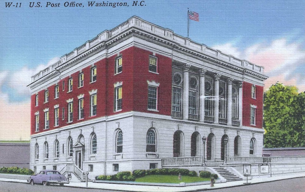 c1940s Washington North Carolina NC US Post Office Linen UNP Postcard
