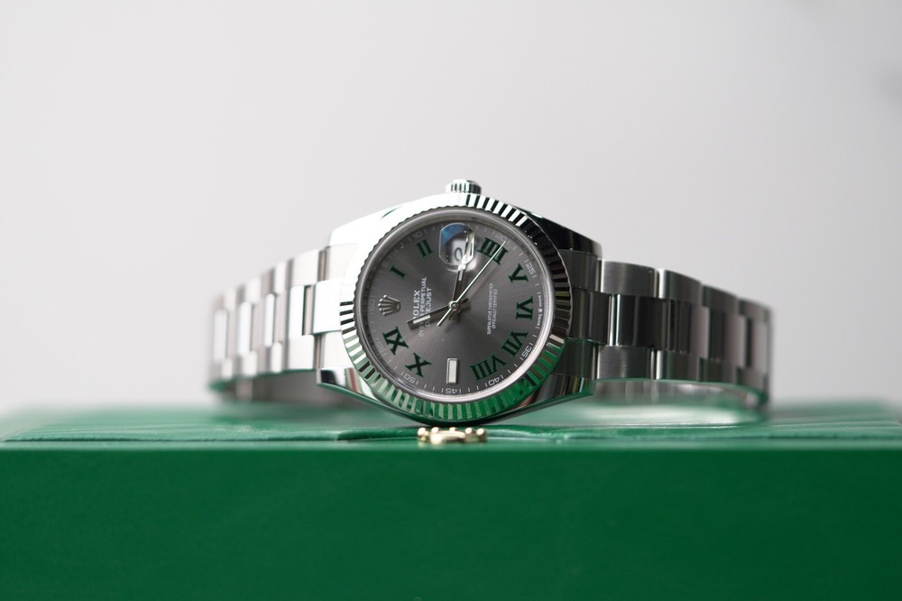 Rolex DateJust Stainless Steel 41mm Wimbledon Fluted Oyster Watch Only - 126334