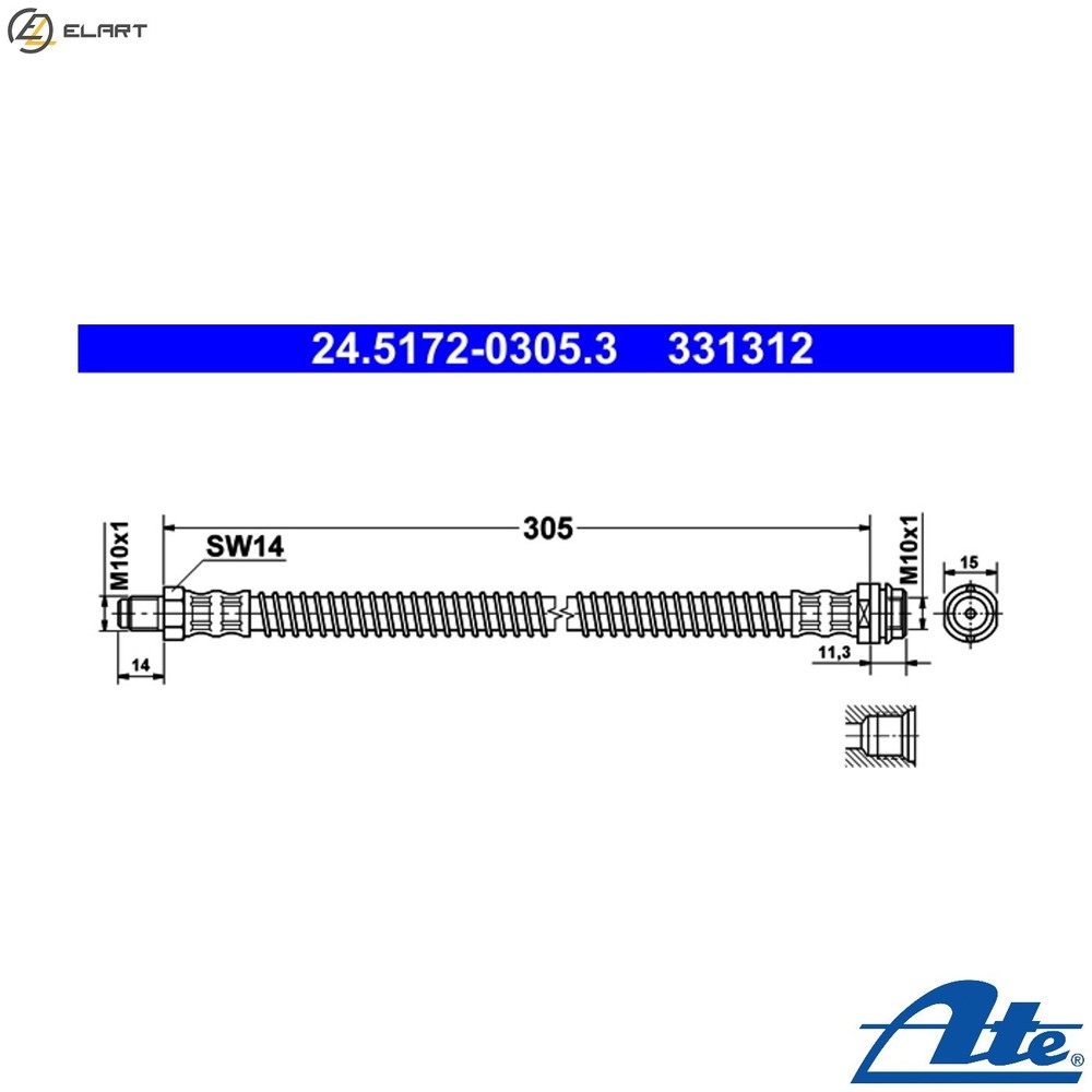 BRAKE HOSE 24.5172-0305.3 FOR MERCEDES-BENZ OM646.811/812 2.1L M271.820 1.8L