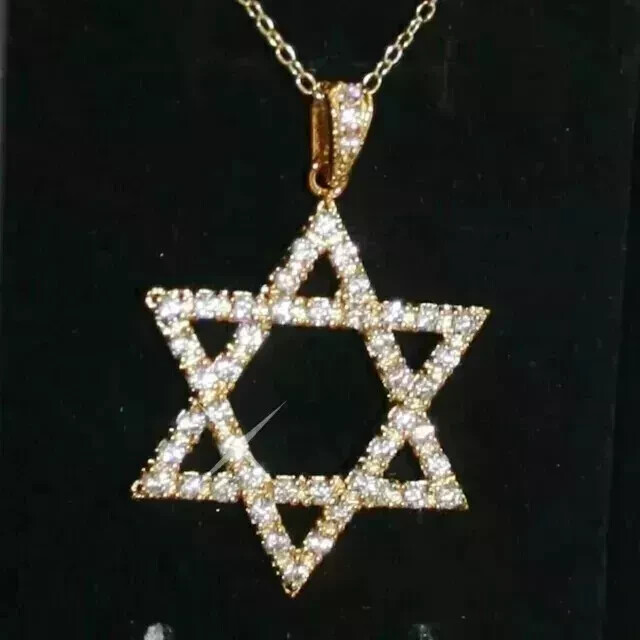 2Ct Round Lab Created Diamond Star of David Charm Pendant 14k Yellow Gold Plated
